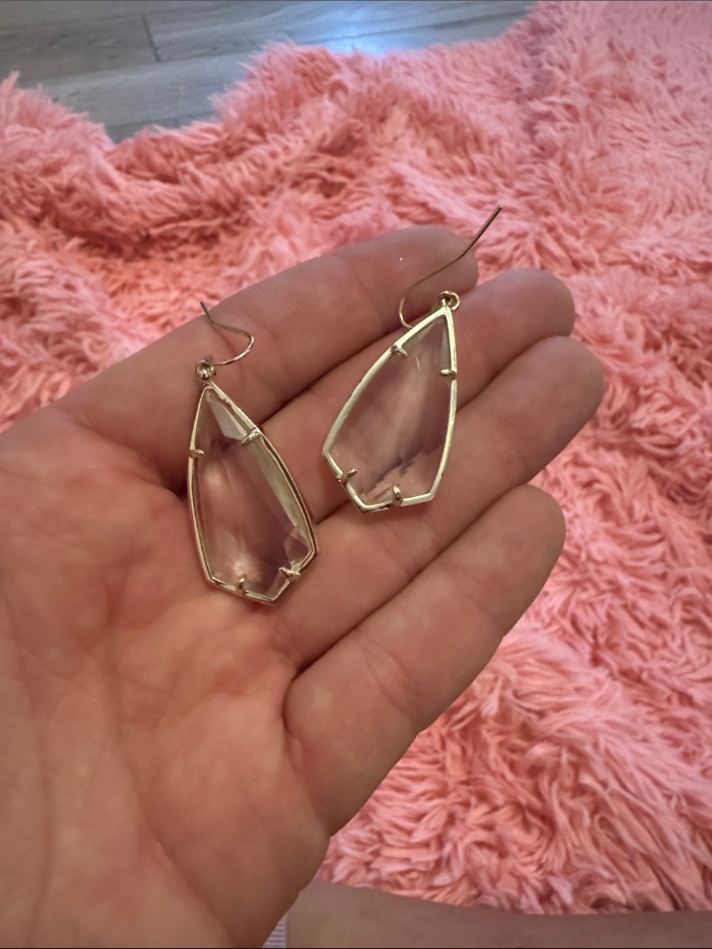 Kendra Scott Clear Crystal Drop Earrings with Gold Frame